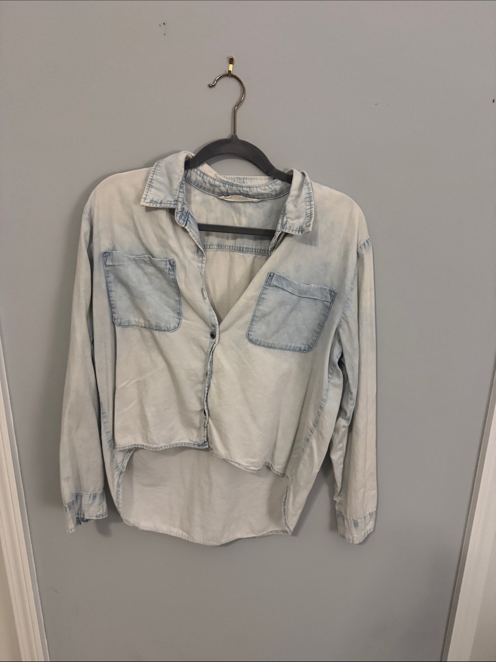 Light Wash Denim Button-Front Women's Shirt